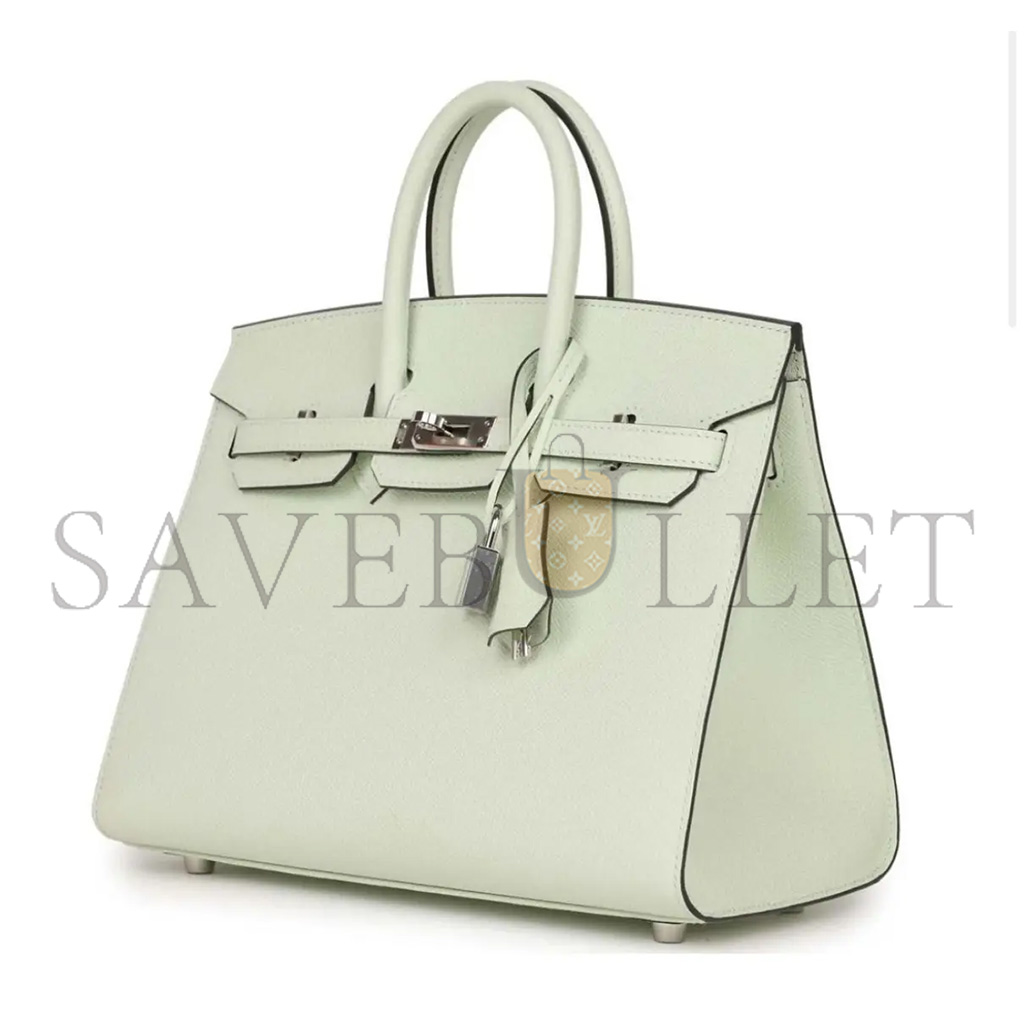 H**mes master birkin 25 swift leather bubble green silver buckle bag h049362ck01 (25*20*13cm)